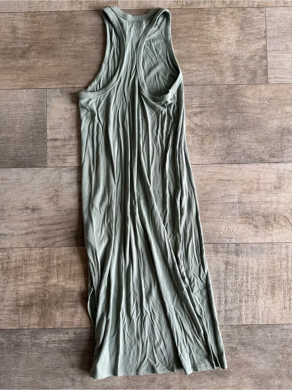 Abercrombie & Fitch Sleeveless Ribbed Maxi Dress in Sage